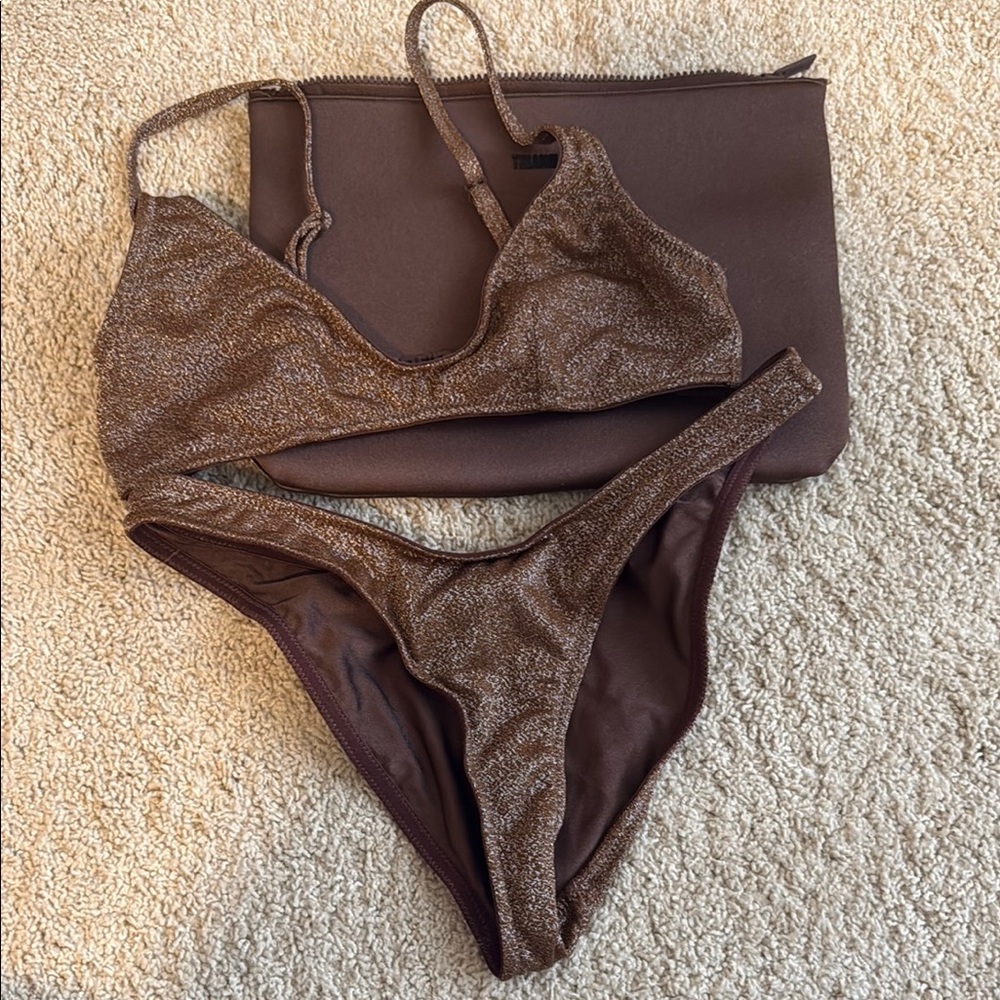 Triangl Swimwear Shimmering Brown Bikini Set